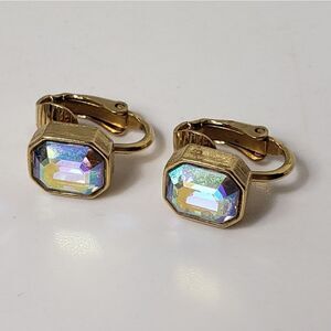 VINTAGE AVON Aurora Borealis Enamel-cut Clip-on Earrings